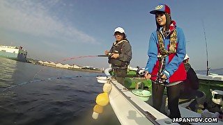 Japanese sailor Sena Sakura gives a blwojob and gets fucked on a fishing boat