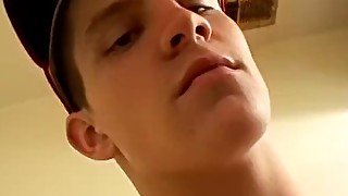 Handsome twink bathroom smoke session turns to masturbation