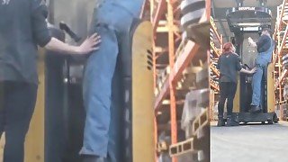 Big Boss Fucks Girl on Reach Truck - FreeUse Machine Shop Industrial Slut Quickie