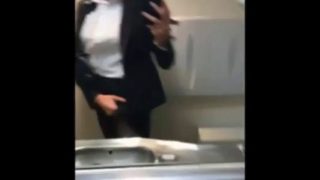 Real stewardess wanks on flight