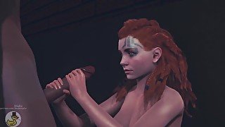 Aloy giving a blowjob Horizon Forbidden West 3D Porn