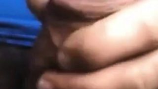 Dad stroking his thick uncut cock on cam (no cum)