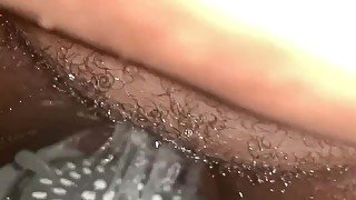 BBW ebony moans from water play