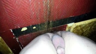 Bare back fuck at glory hole with cum eating