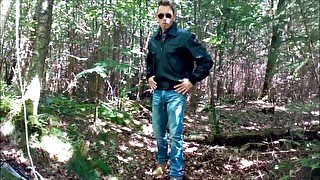 Preview hot leather man alone in the woods