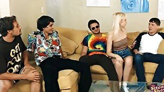 Sexy blonde Laurie Foreman seduces sucks and fucks three guys to assert her dominance as the households queen slut