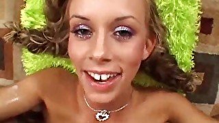 Young blonde giving a POV handjob