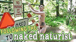 A nude walk in the forest / nudist