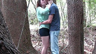 White Slut Amy Fucks In The Woods pt1