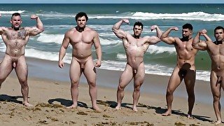 Muscle Men On The Beach