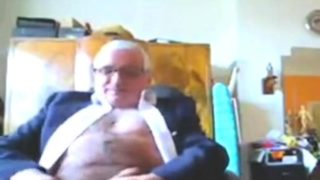 Suited Grandpa Cum On His Pants