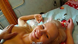 Lascivious blondie hops on sturdy penis cowgirl style in pov sex scene