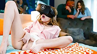 Stepparents watch stepdaughter masturbate under vr headset