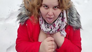 Cum In The Mouth And On The Tits Of A Redheaded Slut In The Woods 11 Min