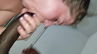 Nikki Belle close up sucking a huge BBC