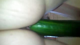 A cucumber can always replace a dildo for my amateur GF