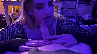 Hot blonde slut swallows my cock