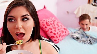 Very cute and lusty chick Keira Croft shows her oral skills