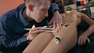 Tina Kay And Danny D In British Guy Eats Sushi From Tinas Body