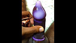 Filling a condom with my creamy cum cum masturbation cumshot