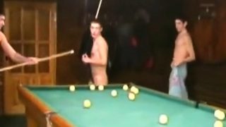 Russian Soldiers Play Pool in Nude