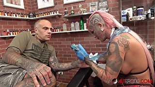 Big titty Evilyn Ink tattoos Sascha then gets fucked