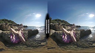 Sensual Sunbathing And Skinny Dipping On Vacation With Sexy Thin Blonde Poppy Jillin