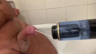 Gushing close up cumshot after fucking toy 