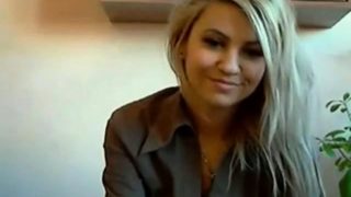 Blonde Shows Flashes On Webcam