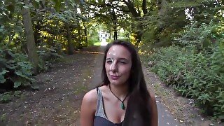 Girl Received Cum Facial In Public Park