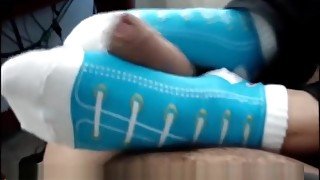 Cumshot on teens 18+ socked feet sock fetish