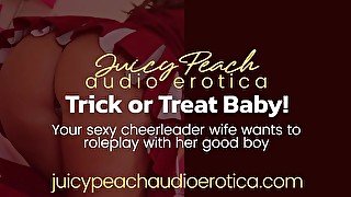 Trick or Treat Baby! Your wife dresses as a slutty cheerleader for you on Halloween