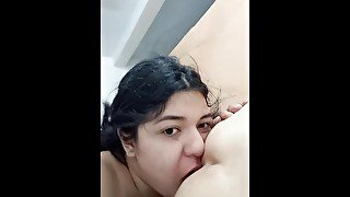 Real lesbian licking her girlfriend's asshole