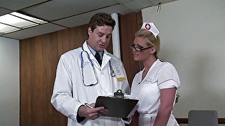 Big dick patient cums over big ass hot MILF nurse's asshole after wild anal in doctor's fitness room