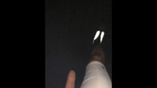 Walking in the Middle of GERMAN HIGHWAY with my COCK OUT ** Cock Ring ON **