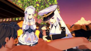 Azur Lane threesome - Belfast x Enterprise - 3D Hentai