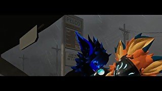 Female protogen get fucked over car at gas station