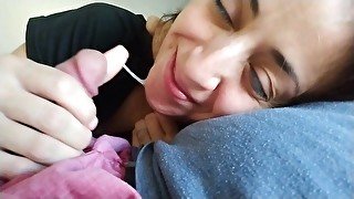 Hot Mom Takes Facial Cumshot