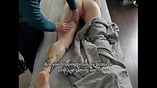 Tattooed Massage Client Flashing Masseur: Second Session with MassageViper