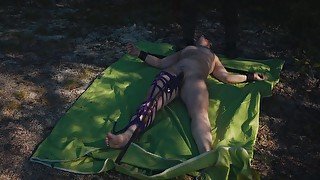 Outdoor Camping Extreme Orgasm With Vibrator Tied To Leg And Other Surprises