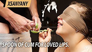 Spoon of cum for loved lips.