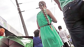 Captivating street upskirt video