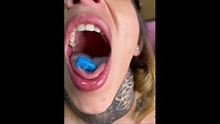 Sexy giantess Ashley eating gummy bears near you