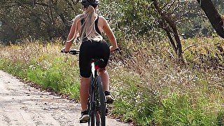 Risky Public Anal sex near road Cyclist got a hot cum in her ass JessiJek