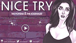 NICE TRY...the popstar makes a journalist cum in the middle of the party [F4F][script fill][AUDIO]