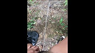 Spanking my pussy and pissing on mother nature