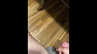 HUGE cumshot in the floor at work cockring toy porn in a crowded office hope my boss wants a facial