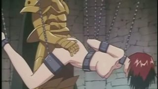 Chained hentai gets dildoed ass and wetpussy