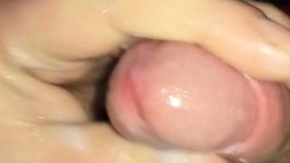 chubby boy get slow cumshot from uncut small cock very close