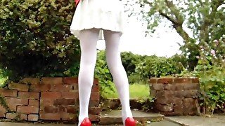 School uniform with white pantyhose